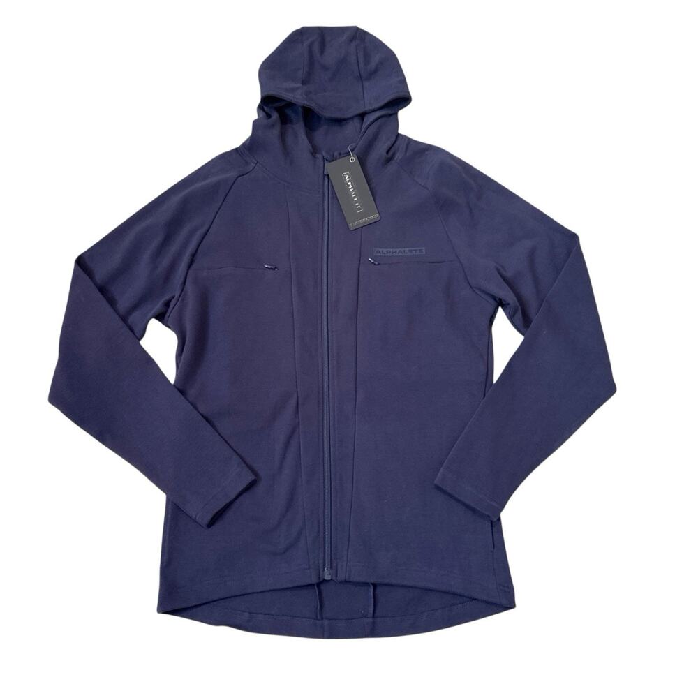 ALPHALETE Identity Front Zip Hoodie Sweatshirt Navy Blue Mens Size Medium New